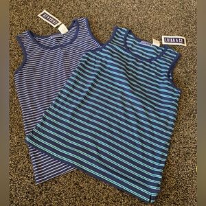 Navy & Blue & Green Striped Tank Tops - Pack of 2 size S NWT